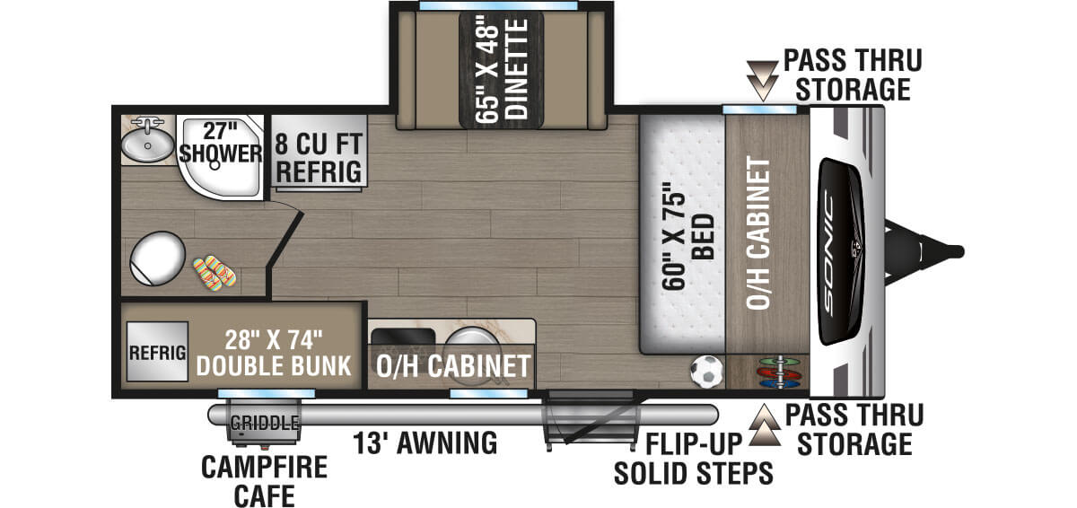 2024 Venture RV Sonic Lite SL169VUD Travel Trailer Floorplan