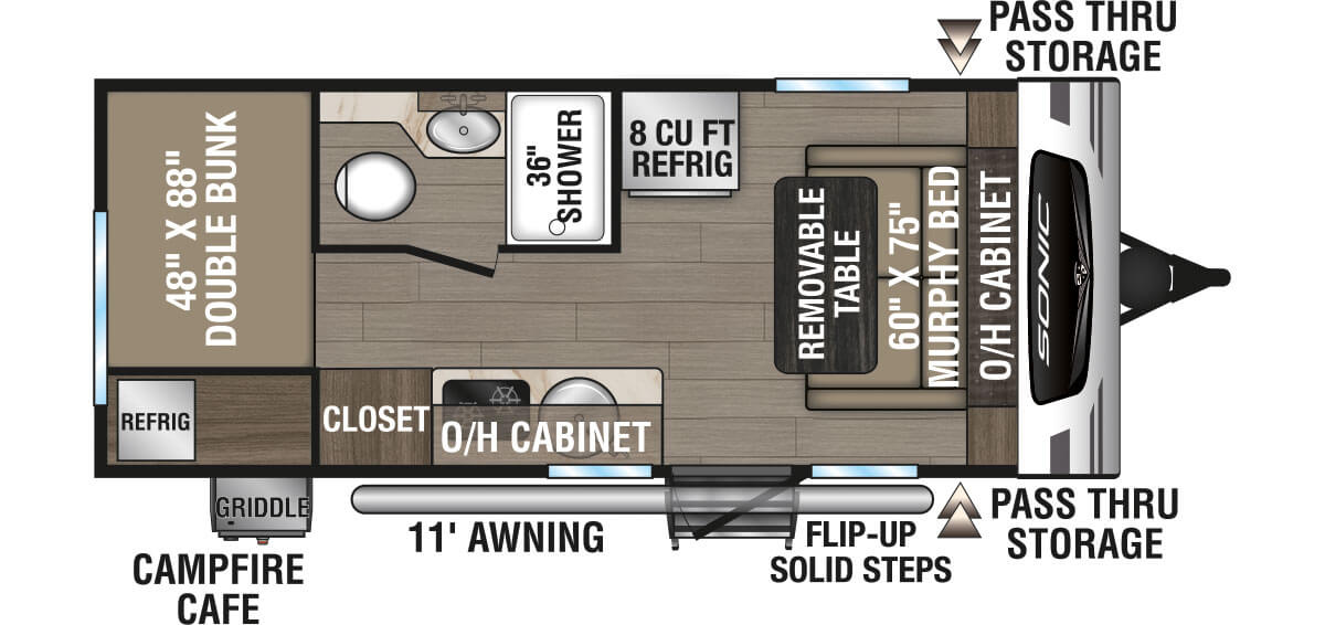 2024 Venture RV Sonic Lite SL170VBH Travel Trailer Floorplan