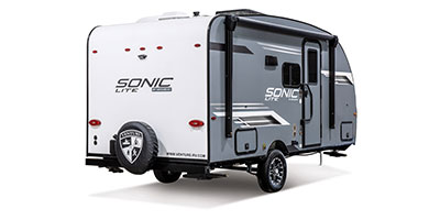 2024 Venture RV Sonic Lite SL150VRB Travel Trailer Exterior Rear 3-4 Door Side