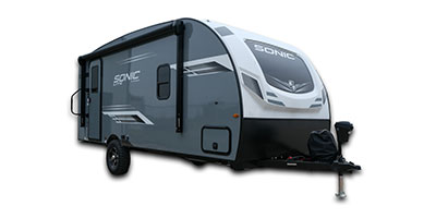 2024 Venture RV Sonic Lite SL169VRK Travel Trailer Exterior Front 3-4 Door Side