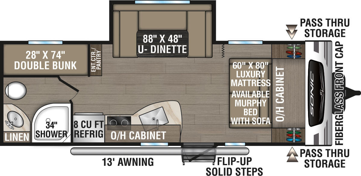 2024 Venture RV Sonic Lite SN220VBH Travel Trailer Floorplan