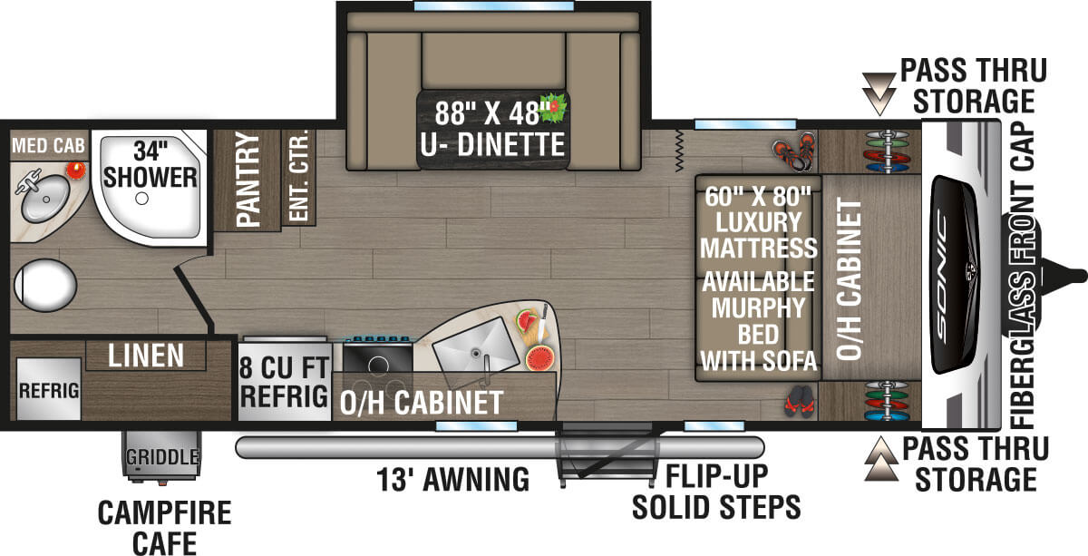 2024 Venture RV Sonic Lite SN220VRB Travel Trailer Floorplan