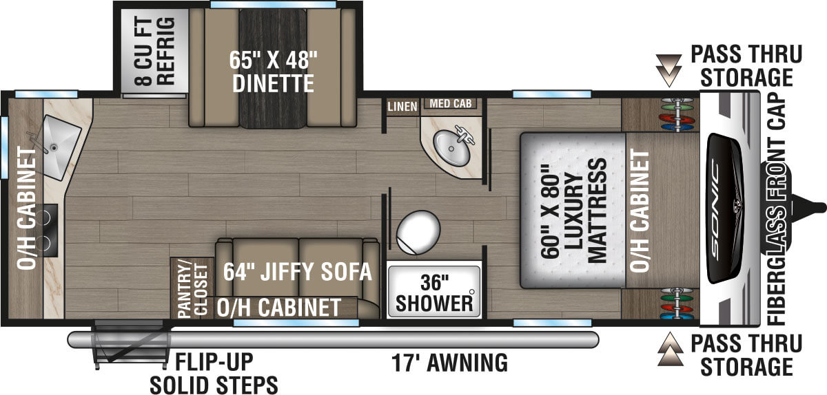 2024 Venture RV Sonic SN231VRK Travel Trailer Floorplan