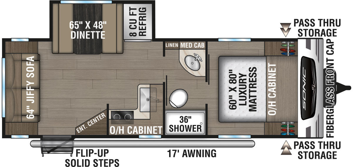 2024 Venture RV Sonic SN231VRL Travel Trailer Floorplan