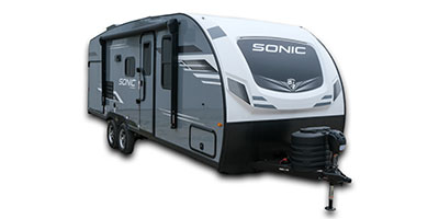 2024 Venture RV Sonic SN220VRB Travel Trailer Exterior Front 3-4 Door Side