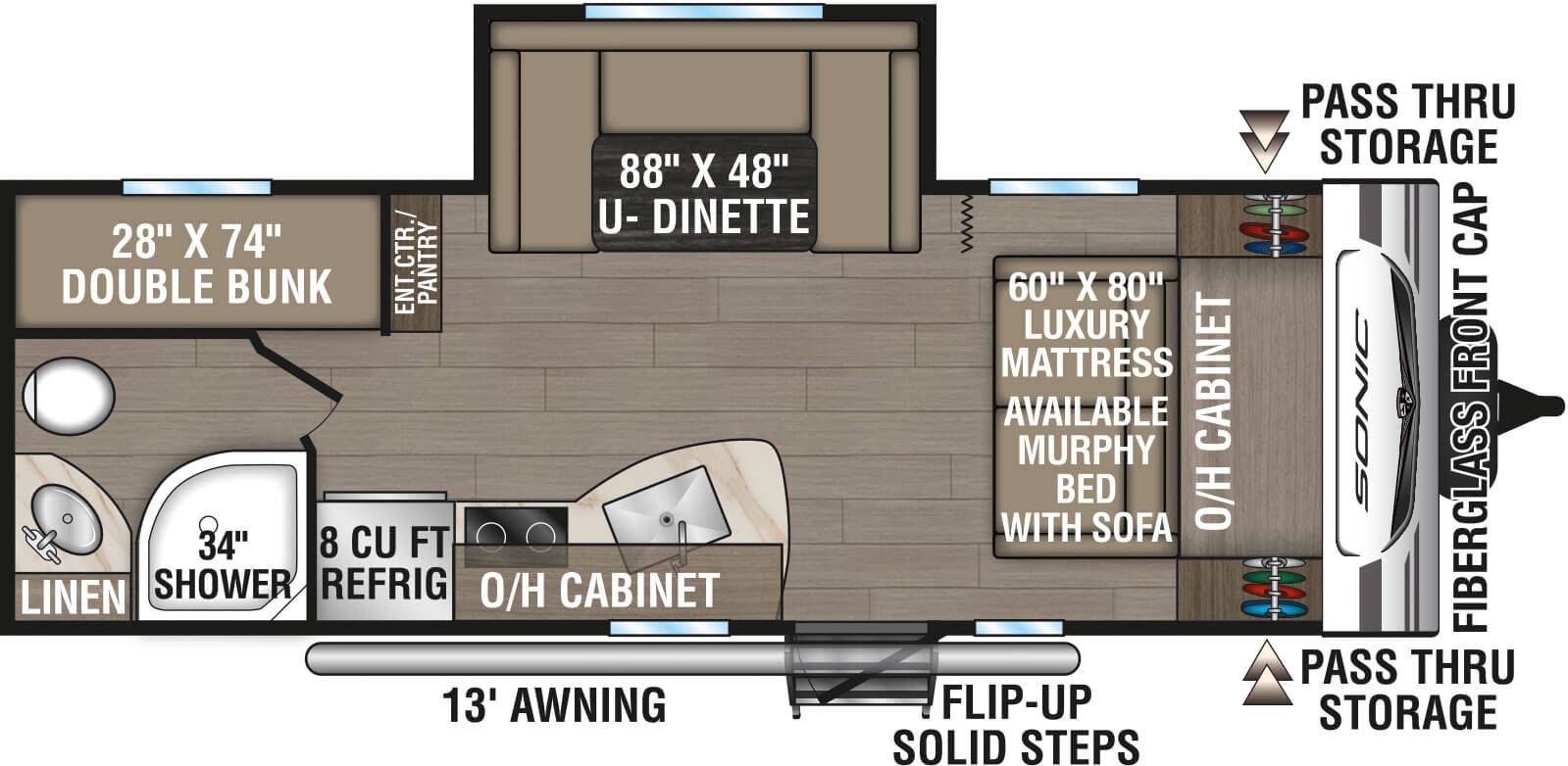 2025 Venture RV Sonic SN220VBH Travel Trailer Floorplan