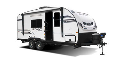 2025 Venture RV Sonic SN190VRB Travel Trailer Exterior Front 3-4 Door Side