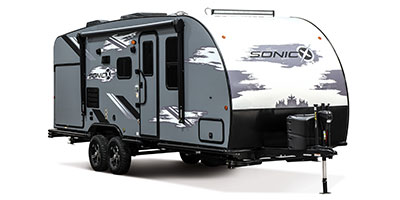 2023 Venture RV Sonic X SN220VRBX Travel Trailer Exterior Front 3-4 Door Side