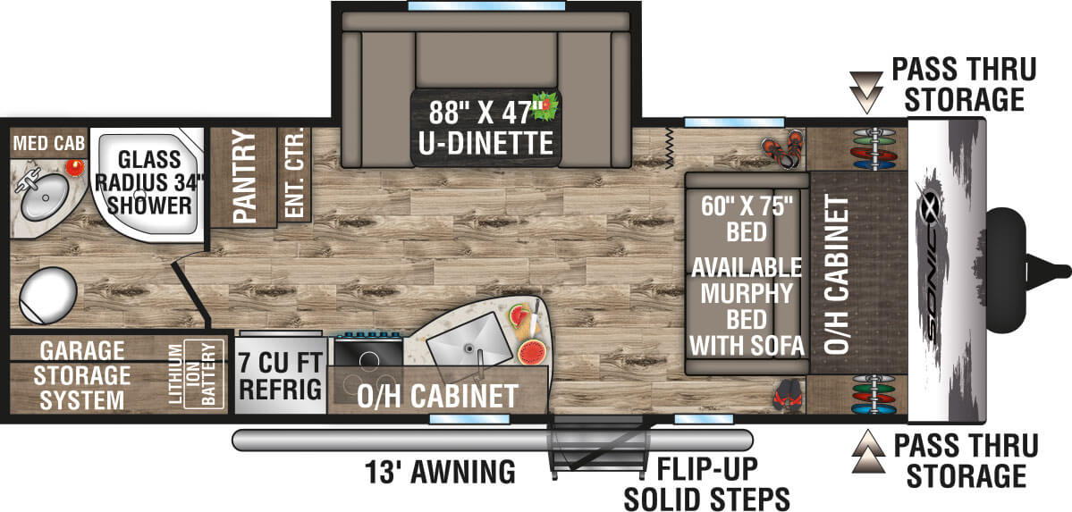 2024 Venture RV Sonic Lite SN220VRBX Travel Trailer Floorplan