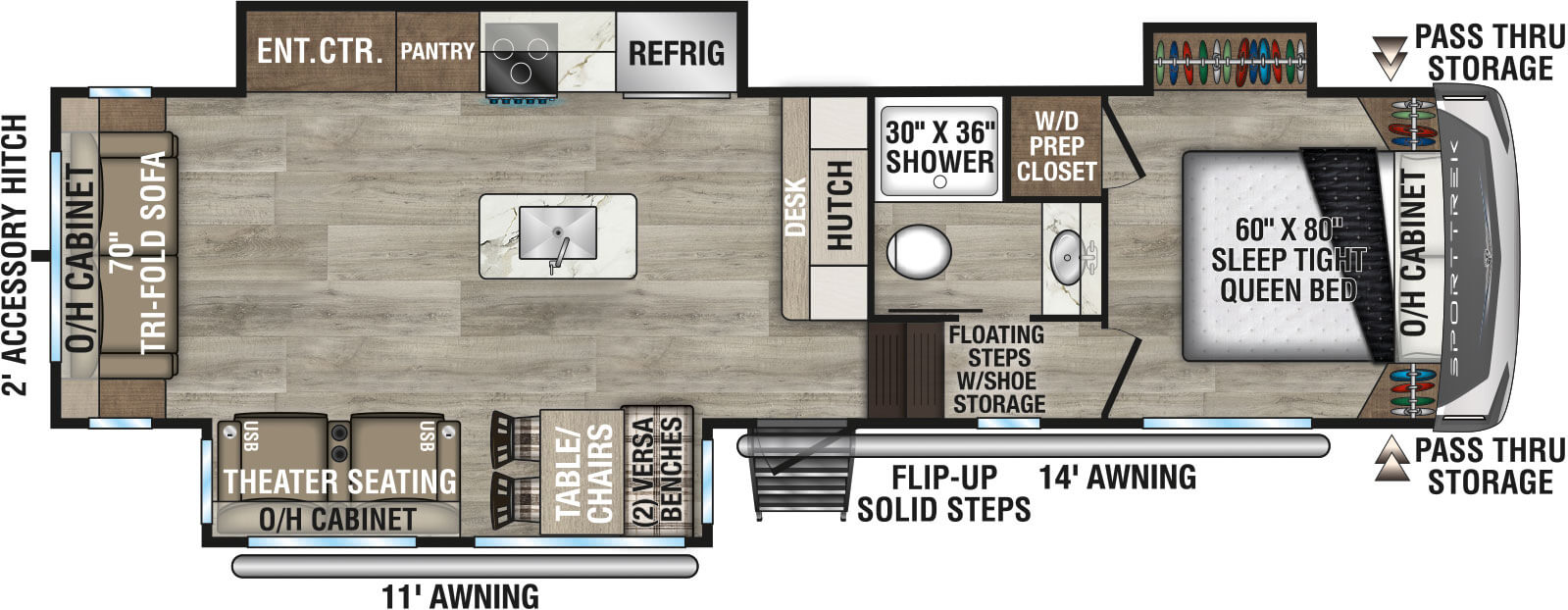 2026 Venture RV SportTrek STF303VIK Fifth Wheel Floorplan