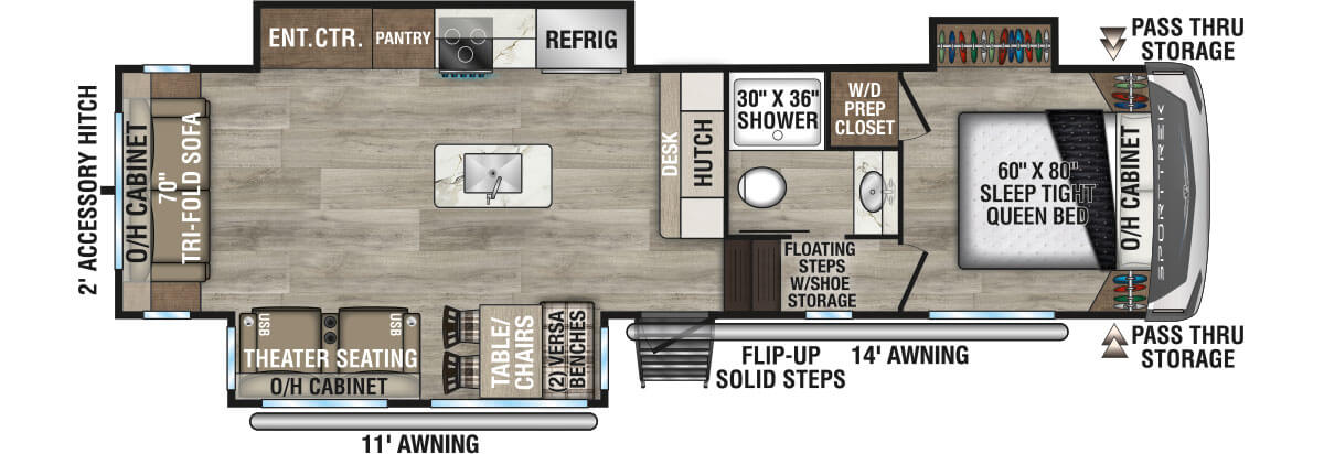 2026 Venture RV SportTrek STF303VIK Fifth Wheel Floorplan