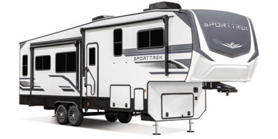 2026 Venture RV SportTrek STF303VIK Fifth Wheel Exterior Front 3-4 Door Side