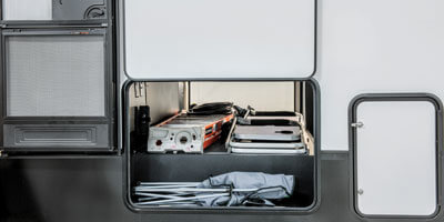 2026 Venture RV SportTrek STF303VIK Fifth Wheel Exterior Pass Through Storage Full