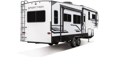 2026 Venture RV SportTrek STF303VIK Fifth Wheel Exterior Rear 3-4 Door Side