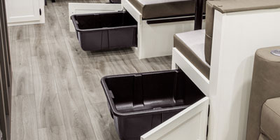 2026 Venture RV SportTrek STF303VIK Fifth Wheel Dinette Storage 2