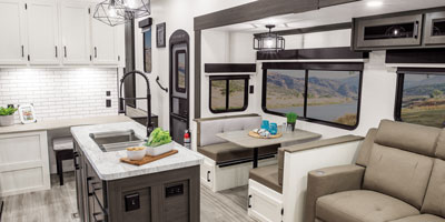 2026 Venture RV SportTrek STF303VIK Fifth Wheel Kitchen and Dinette