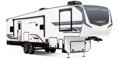 2026 Venture RV SportTrek STF312VTB Fifth Wheel Exterior Front 3-4 Door Side