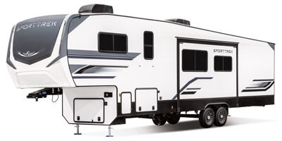 2026 Venture RV SportTrek STF312VTB Fifth Wheel Exterior Front 3-4 Off Door Side