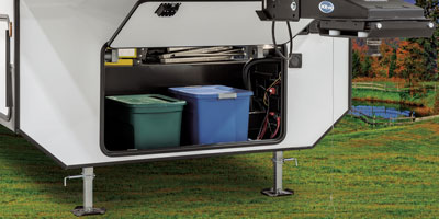 2026 Venture RV SportTrek STF312VTB Fifth Wheel Exterior Front Storage