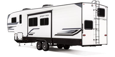 2026 Venture RV SportTrek STF312VTB Fifth Wheel Exterior Rear 3-4 Off Door Side