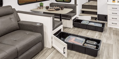 2026 Venture RV SportTrek STF312VTB Fifth Wheel Dinette Storage