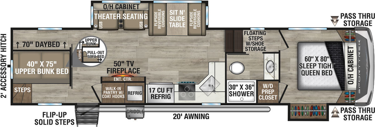 2027 Venture RV SportTrek STF312VTB Fifth Wheel Floorplan
