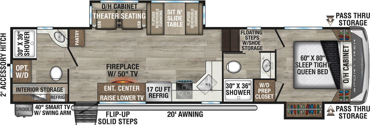 2027 Venture RV SportTrek STF322VRB Fifth Wheel Floorplan