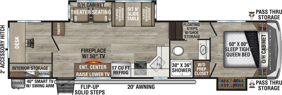 2027 Venture RV SportTrek STF322VRO Fifth Wheel Floorplan