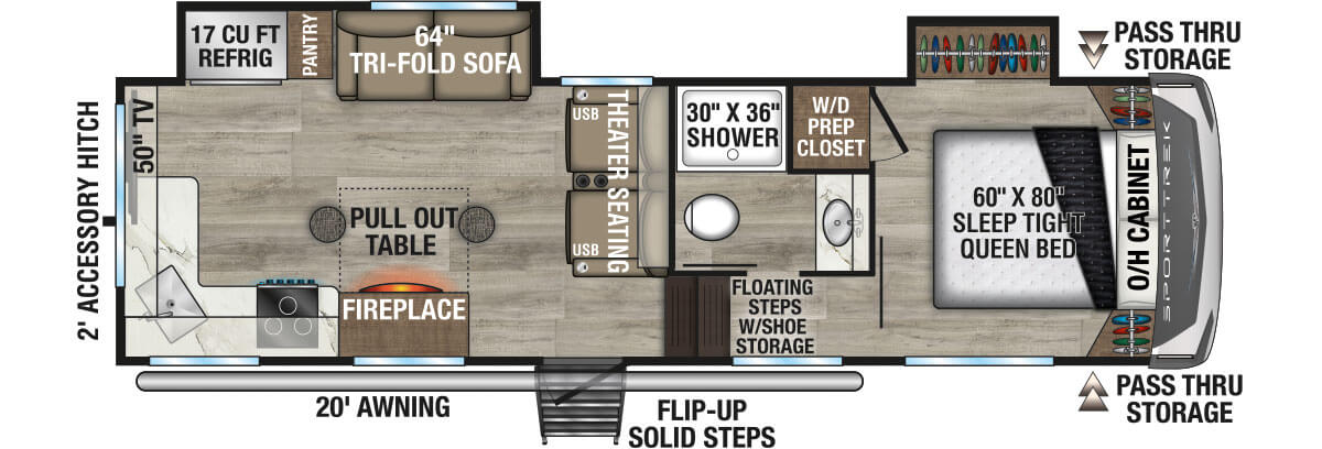 2026 Venture RV SportTrek STF252VRK Fifth Wheel Floorplan