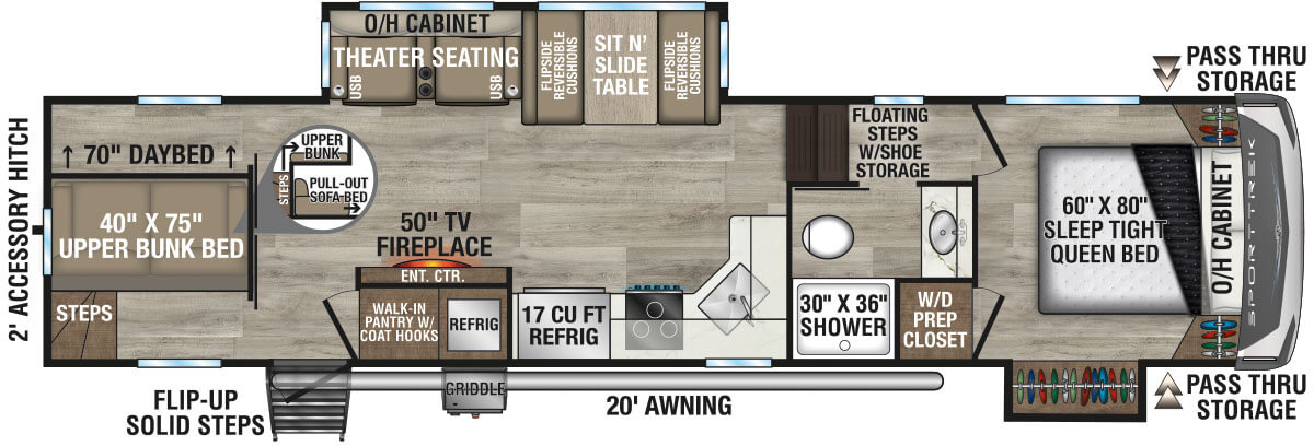 2026 Venture RV SportTrek STF312VTB Fifth Wheel Floorplan