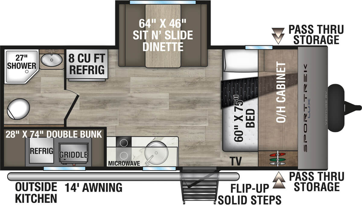 2027 Venture RV SportTrek Lux STS161VUD Travel Trailer Floorplan