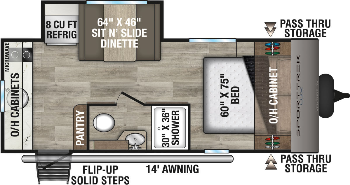 2027 Venture RV SportTrek Lux STS181VRK Travel Trailer Floorplan