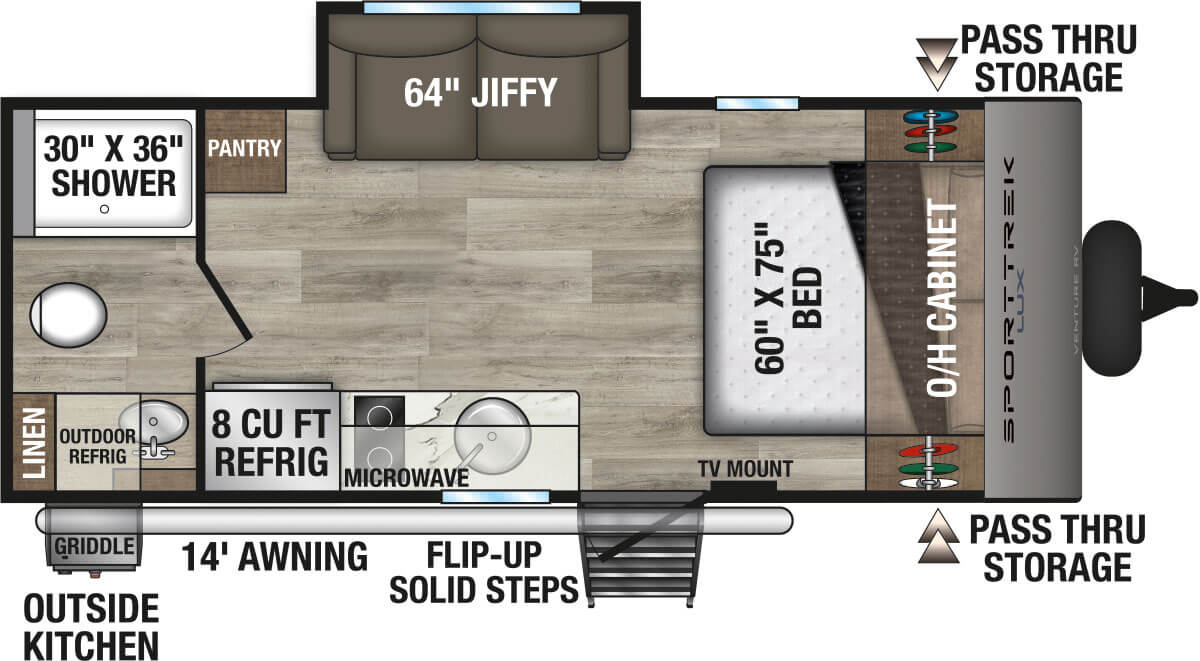 2027 Venture RV SportTrek Lux STS191VRB Travel Trailer Floorplan