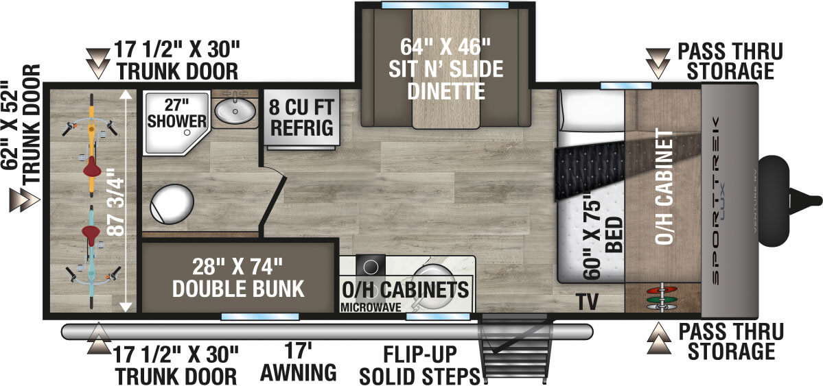 2027 Venture RV SportTrek Lux Lite STS222VUD Travel Trailer Floorplan