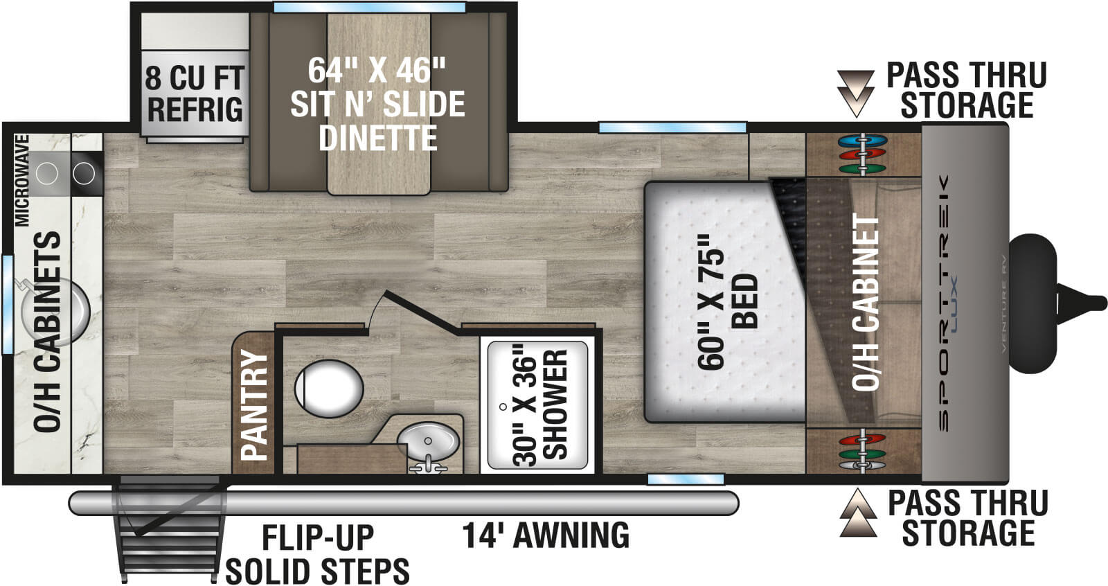2027 Venture RV SportTrek Lux STS181VRK Travel Trailer Floorplan