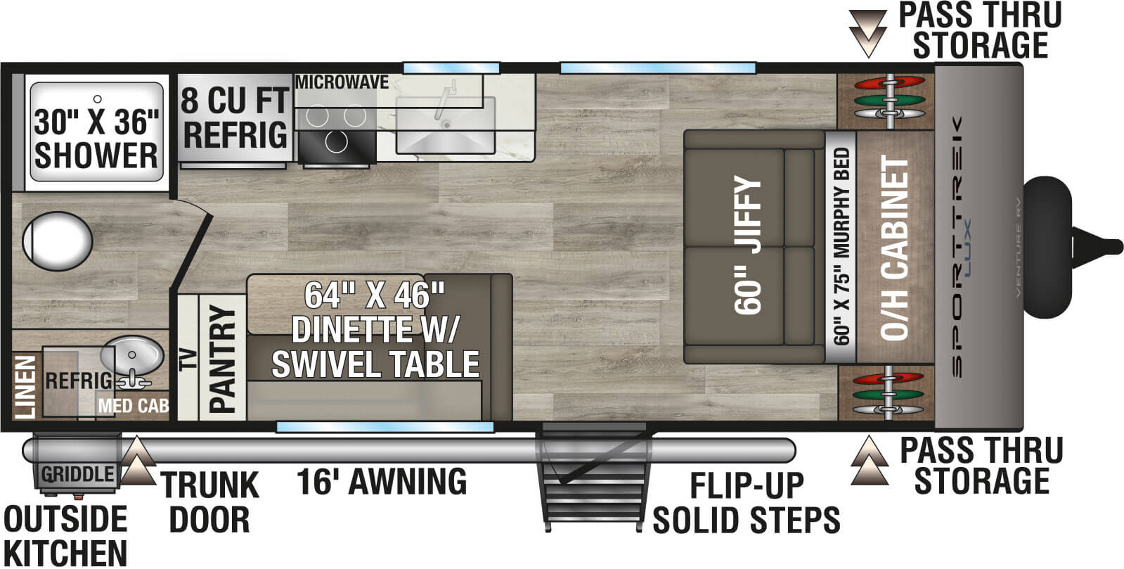 2027 Venture RV SportTrek Lux STS192VRB Travel Trailer Floorplan