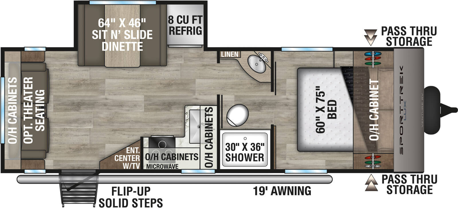 2027 Venture RV SportTrek Lux STS232VRL Travel Trailer Floorplan