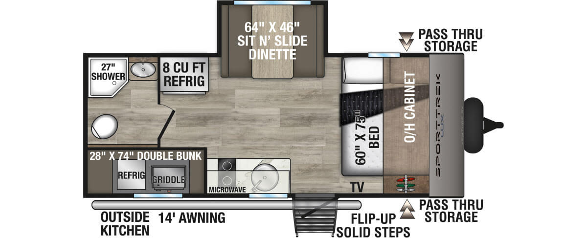2026 Venture RV SportTrek Lux STS161VUD Travel Trailer Floorplan