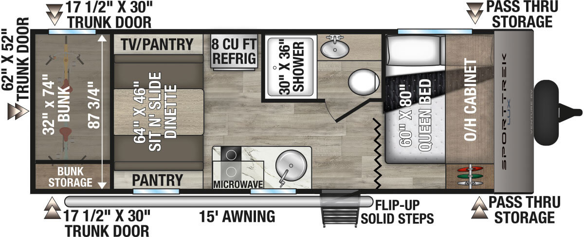 2026 Venture RV SportTrek Lux STS182VRD Travel Trailer Floorplan