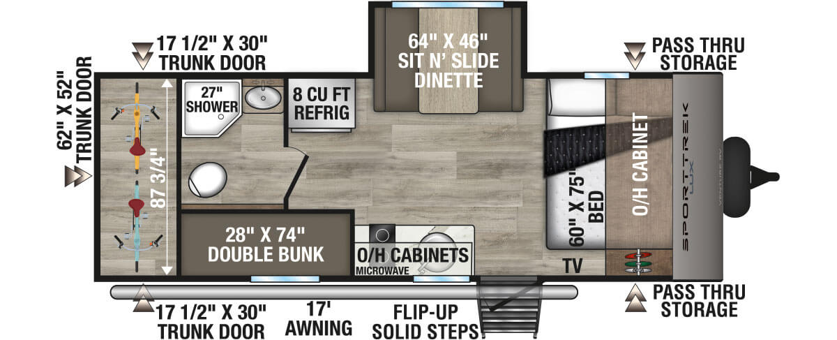 2026 Venture RV SportTrek Lux STS222VUD Travel Trailer Floorplan