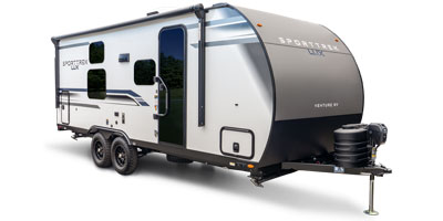 2027 Venture RV SportTrek Lux STS222VUD Travel Trailer Exterior Front 3-4 Door Side