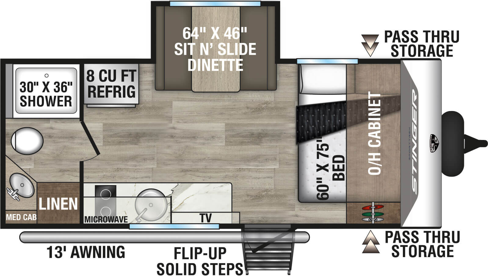 2026 Venture RV SportTrek Stinger Lite STS171VMK Travel Trailer Floorplan