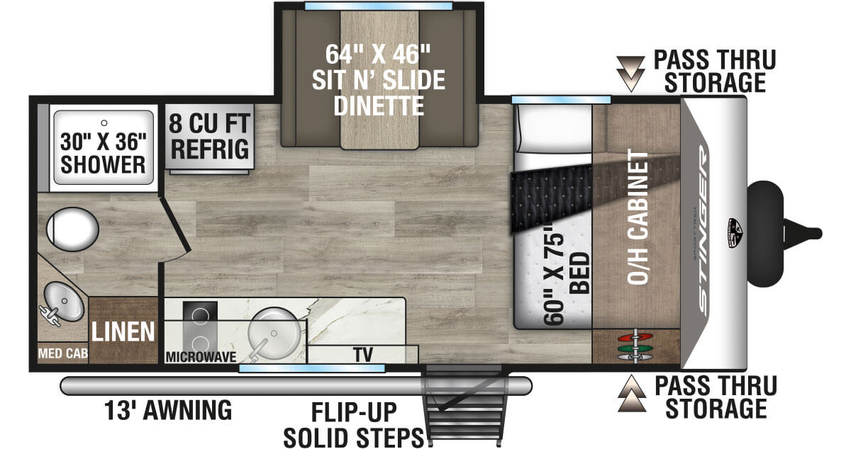 2026 Venture RV SportTrek Stinger Lite STS171VMK Travel Trailer Floorplan