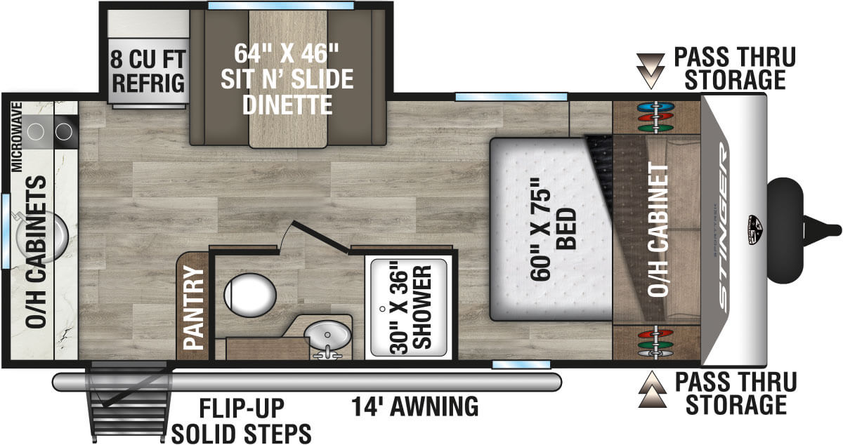 2026 Venture RV SportTrek Stinger Lite STS181VRK Travel Trailer Floorplan