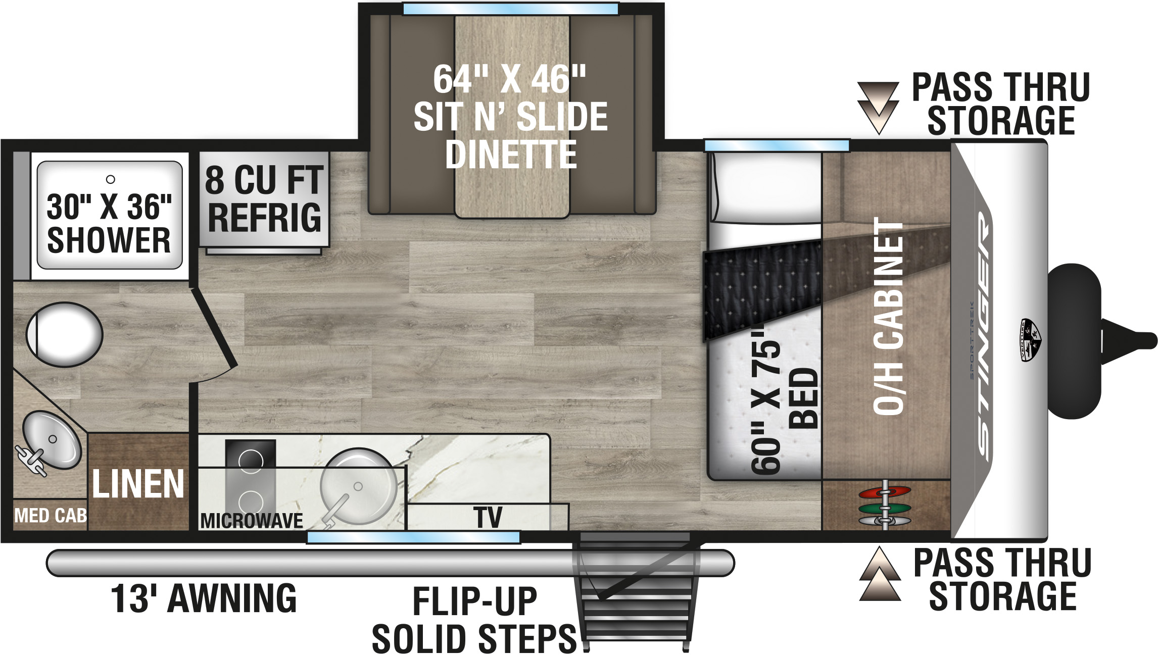 2026 Venture RV SportTrek Stinger Lite STS171VMK Travel Trailer Floorplan