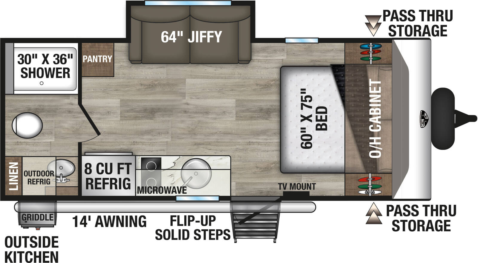 2027 Venture RV SportTrek Stinger Lite STS191VRB Travel Trailer Floorplan