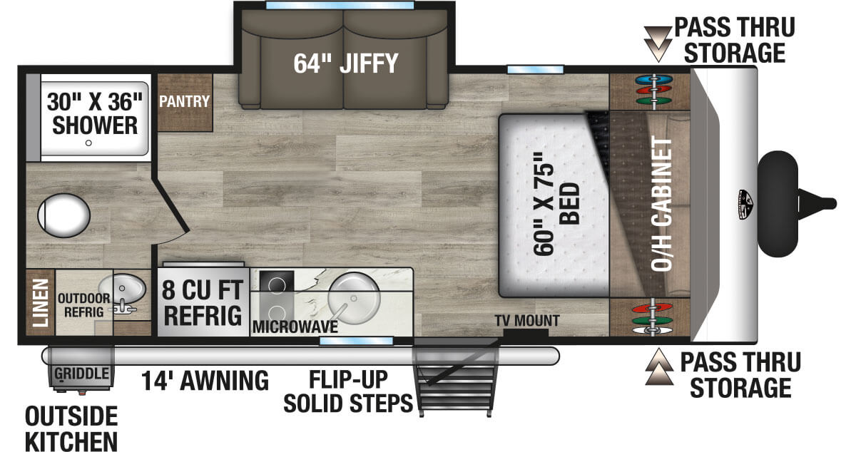 2027 Venture RV SportTrek Stinger Lite STS191VRB Travel Trailer Floorplan