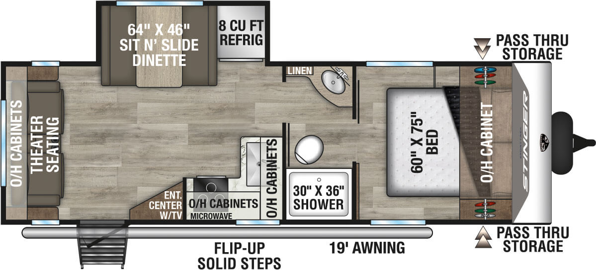 2026 Venture RV SportTrek Stinger Lite STS232VRL Travel Trailer Floorplan