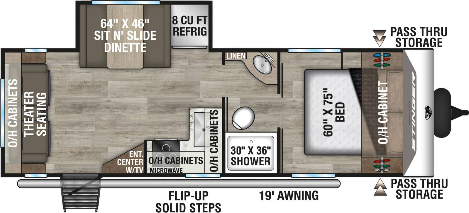 2026 Venture RV SportTrek Stinger STS232VRL Travel Trailer Floorplan