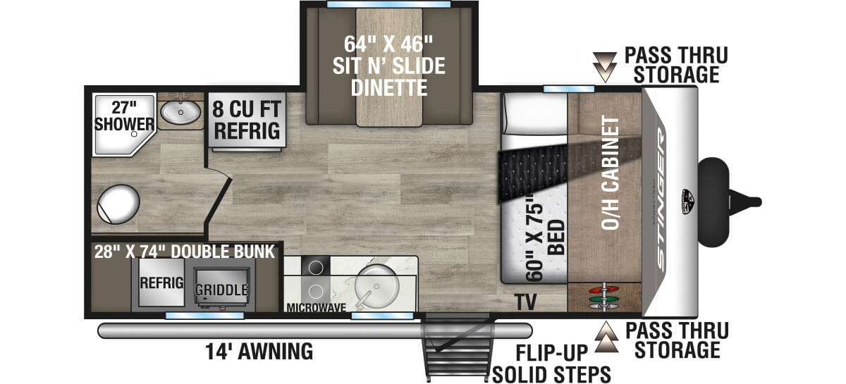 2026 Venture RV SportTrek Stinger STS161VUD Travel Trailer Floorplan